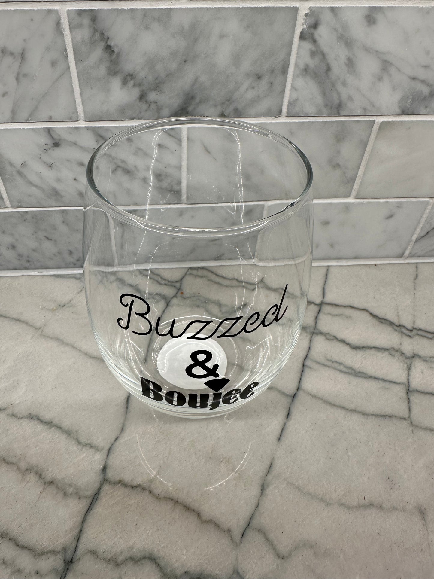 Buzzed & Boujee Stemless Wine Glass