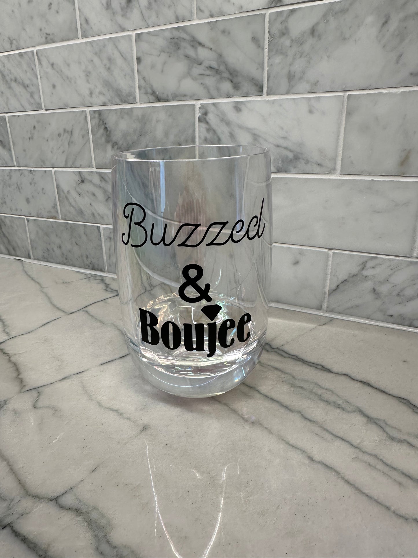 Buzzed & Boujee Stemless Wine Glass