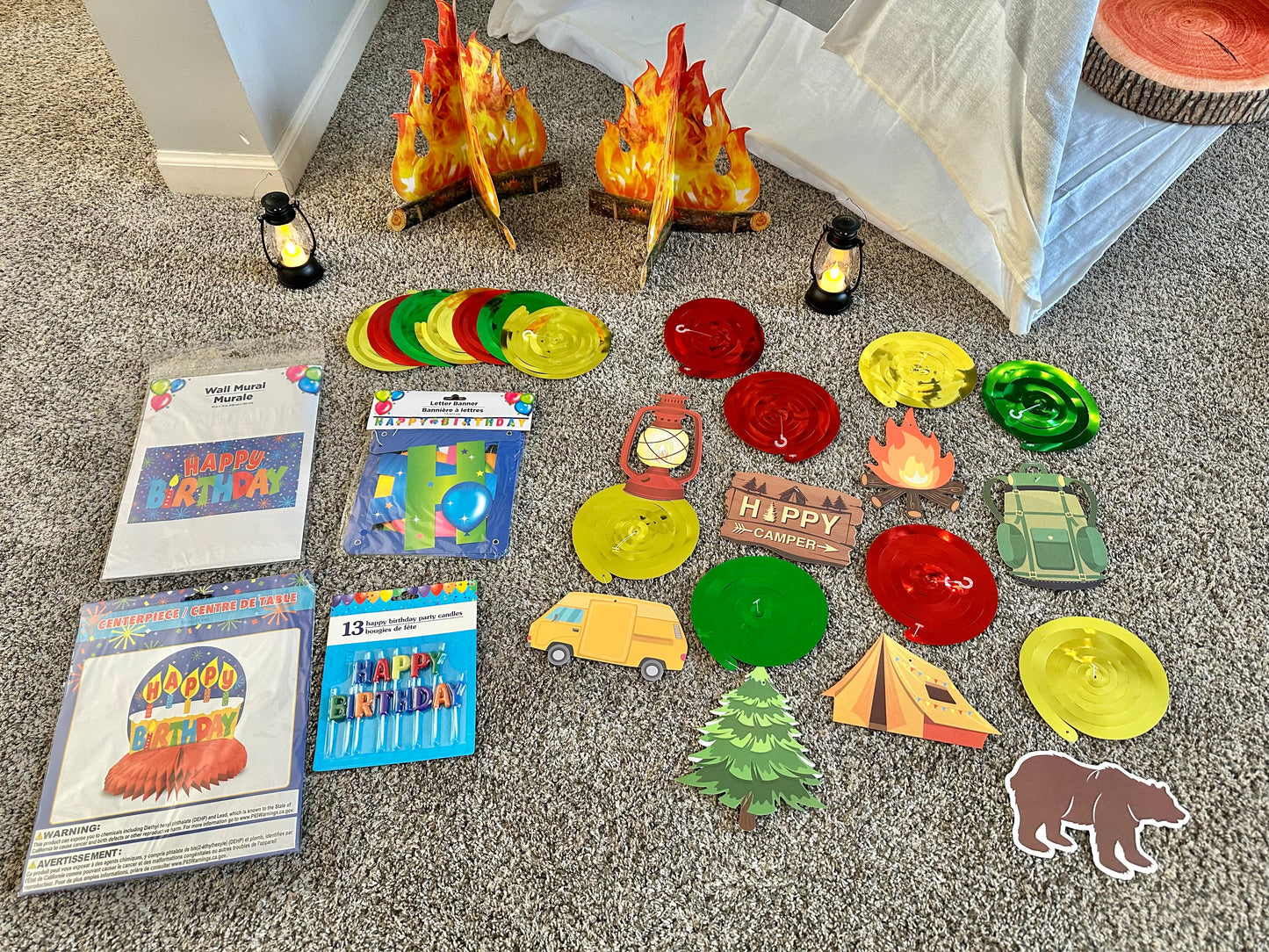Happy Camper Indoor Campout Birthday Party Bundle - 8 Guests