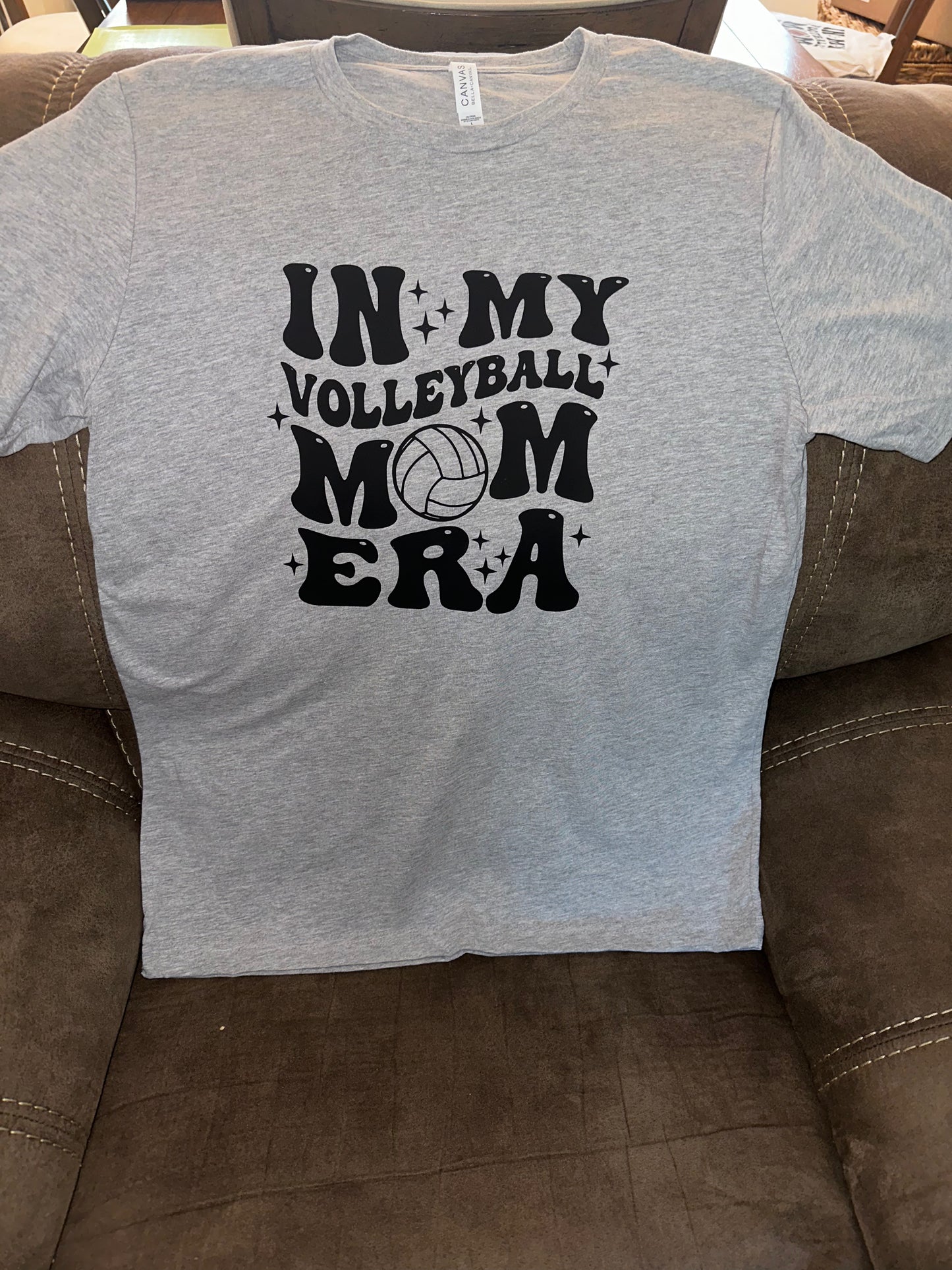 In my Volleyball Mom Era t-shirt