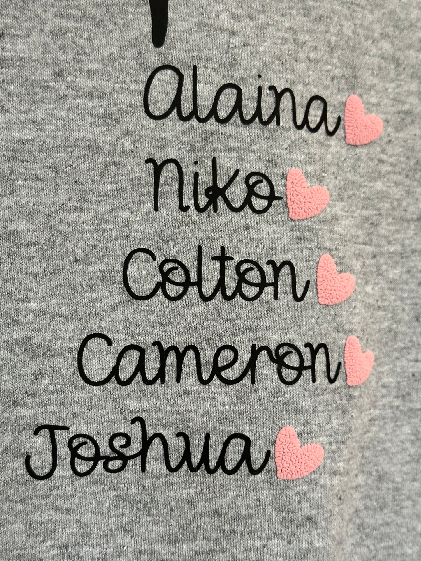 Mother's Day Heart t-shirt with Children or Grandchildren Names