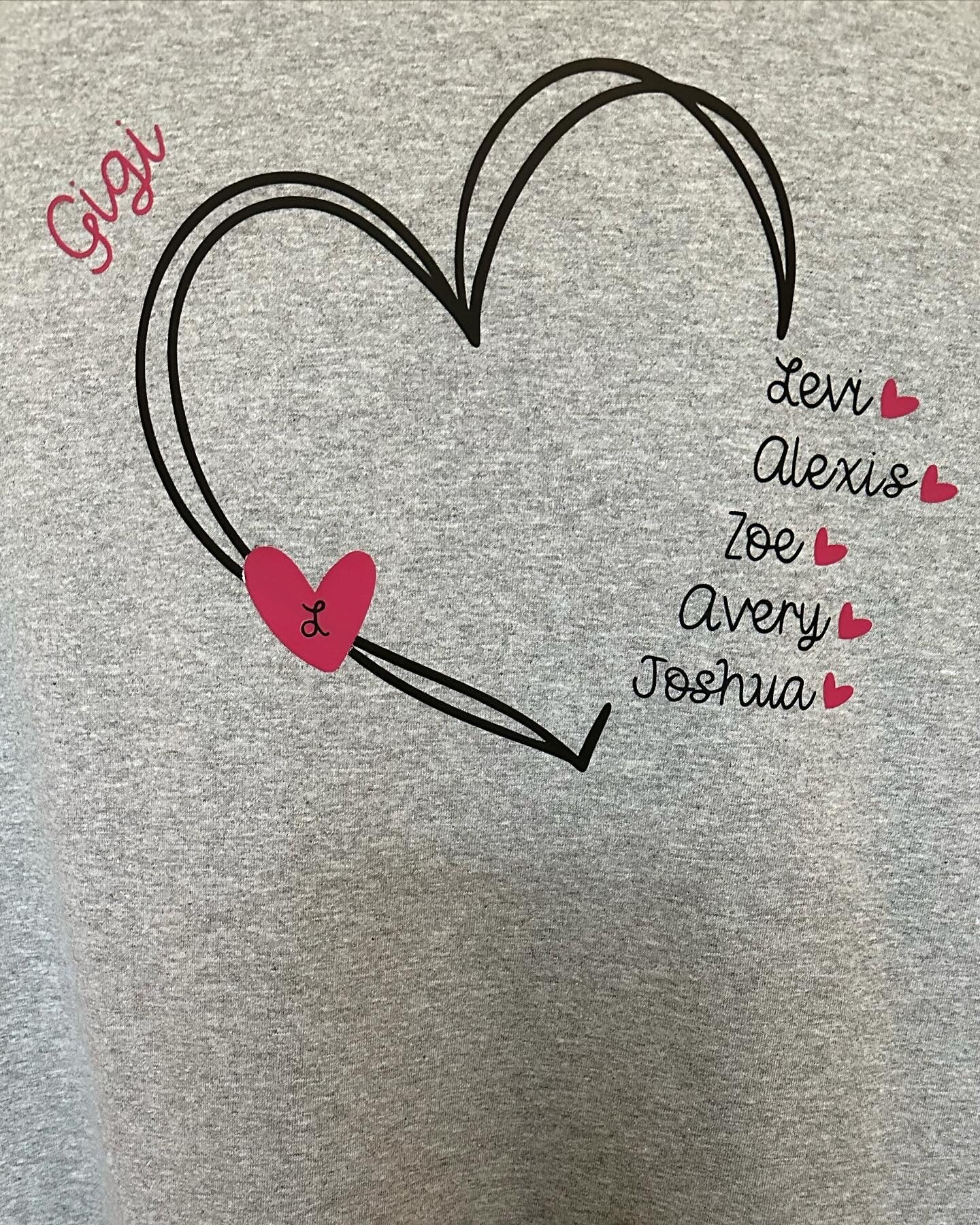 Mother's Day Heart t-shirt with Children or Grandchildren Names