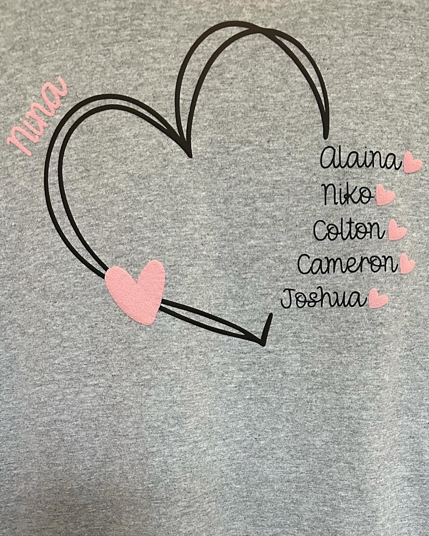 Mother's Day Heart t-shirt with Children or Grandchildren Names