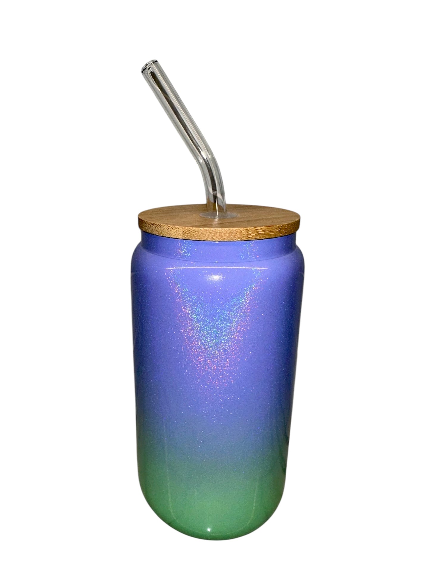 Two-Toned Glitter Ombre Tumbler - INITIAL - Purple & Green