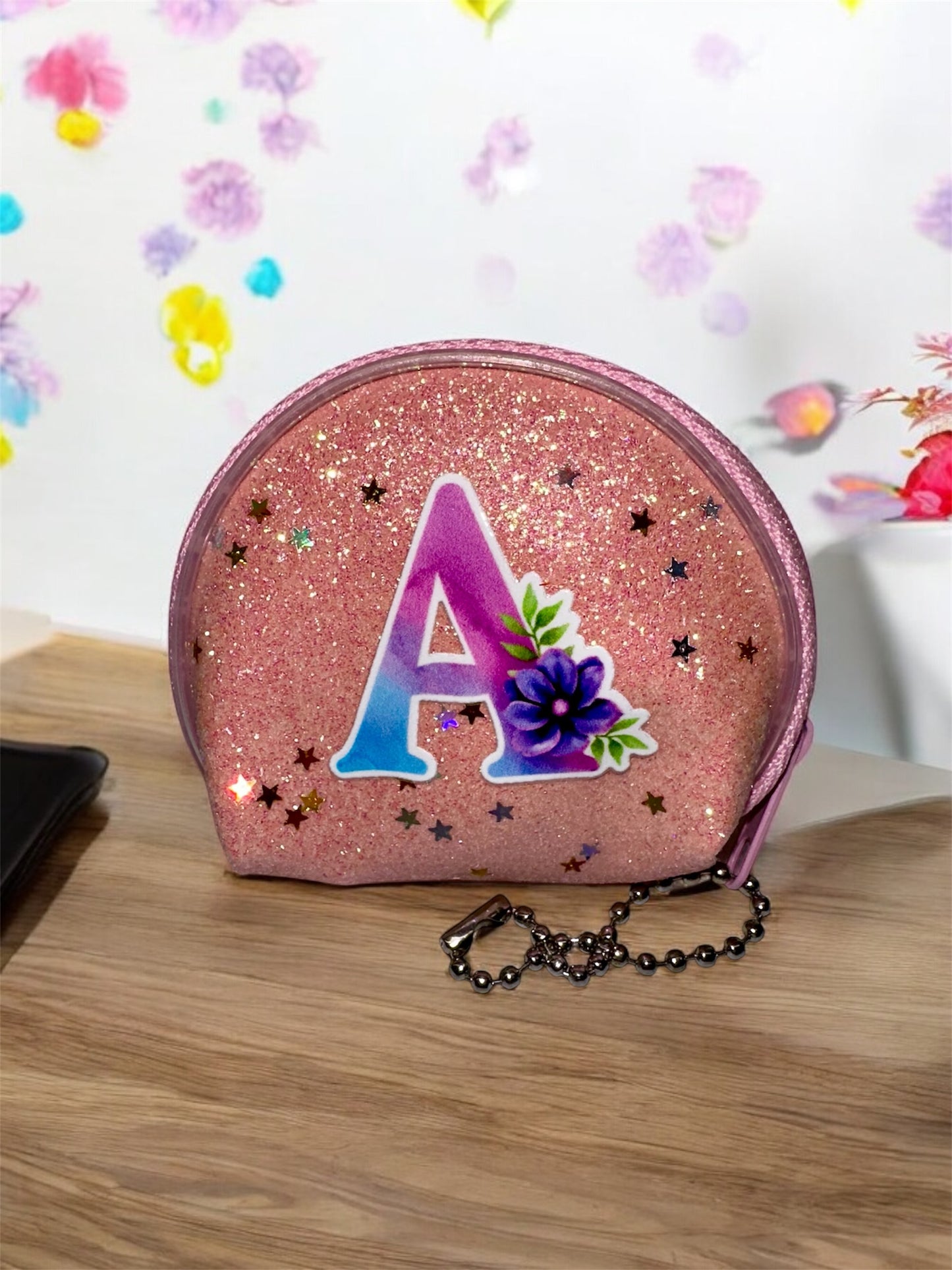 Mini Glitter Zip Pouch - INITIAL