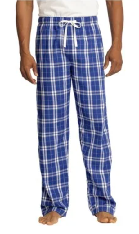 Blue Plaid PJ Pants - PATRIOTS Vertical Calf