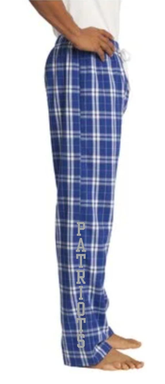 Blue Plaid PJ Pants - PATRIOTS Vertical Calf