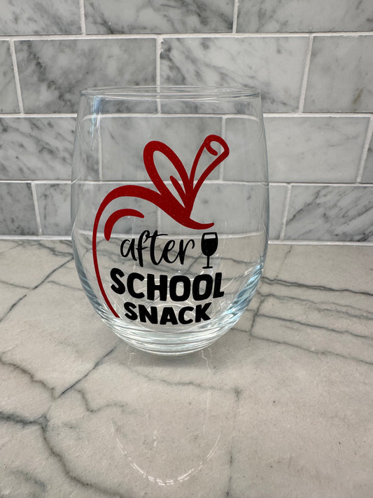 After School Snack Stemless Wine Glass