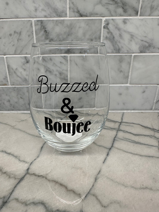 Buzzed & Boujee Stemless Wine Glass