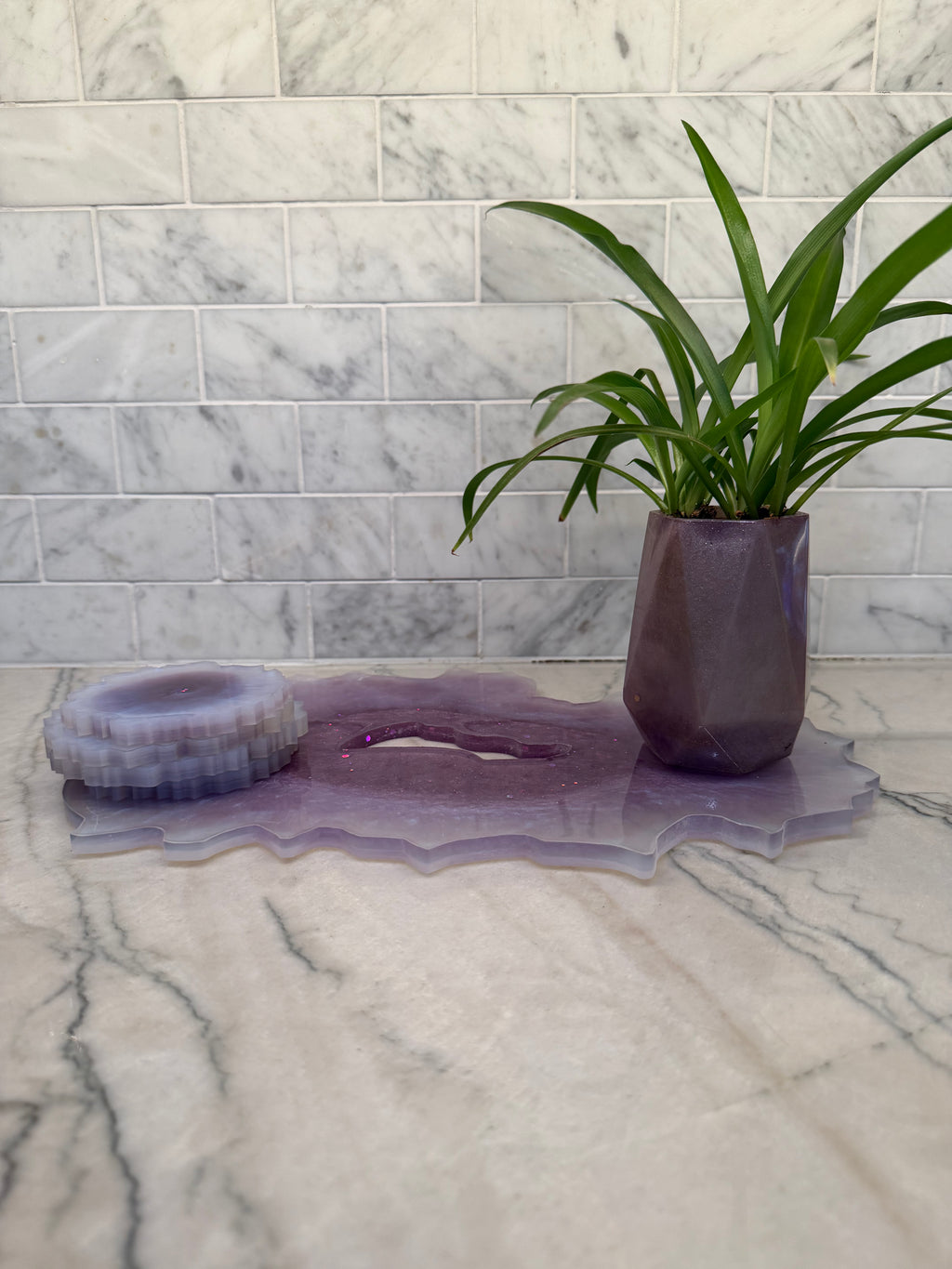 Amethyst Geode Tray & 4 Coasters