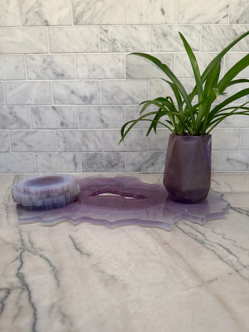 Amethyst Geode Tray & 4 Coasters