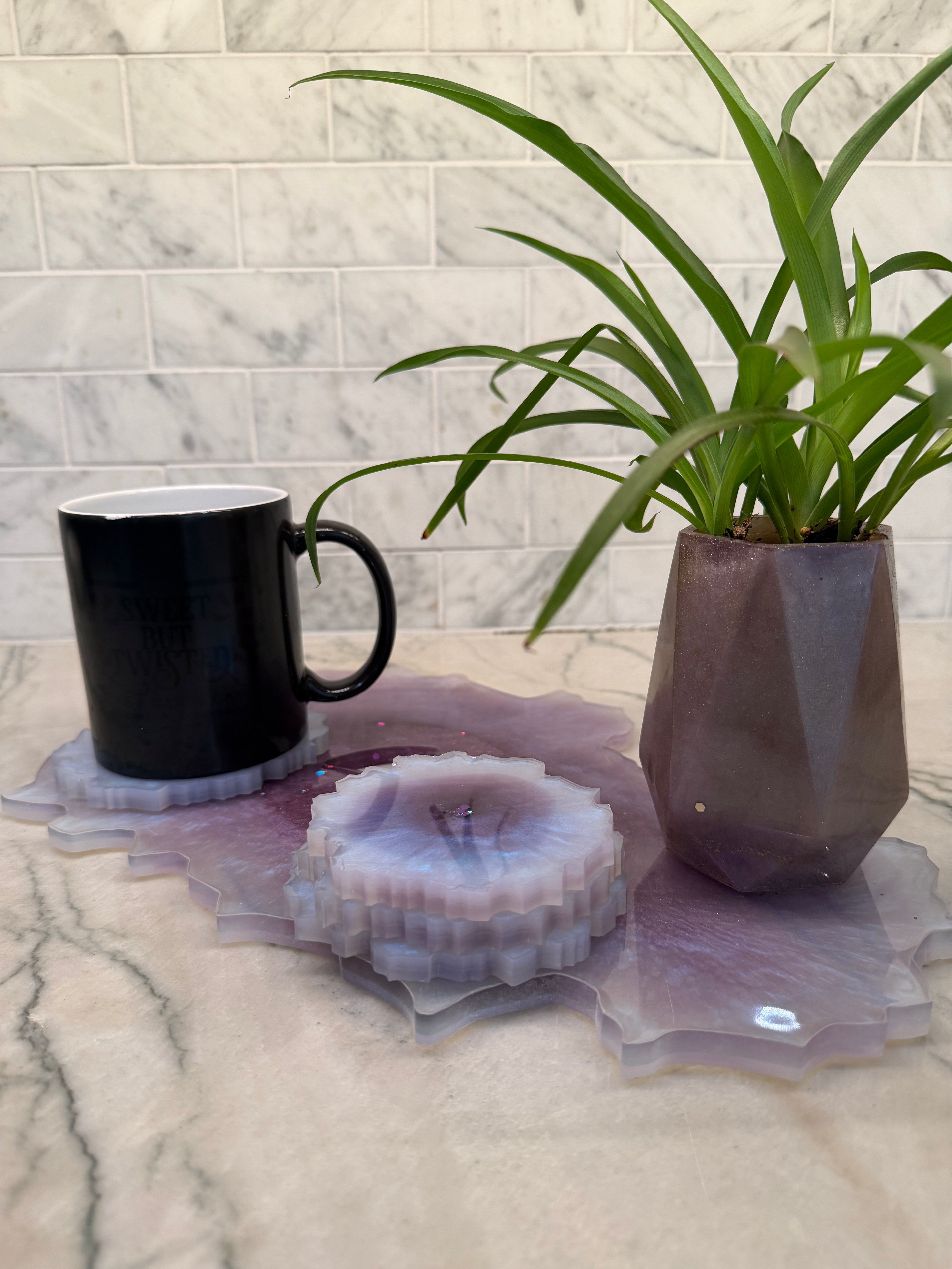 Amethyst Geode Tray & 4 Coasters