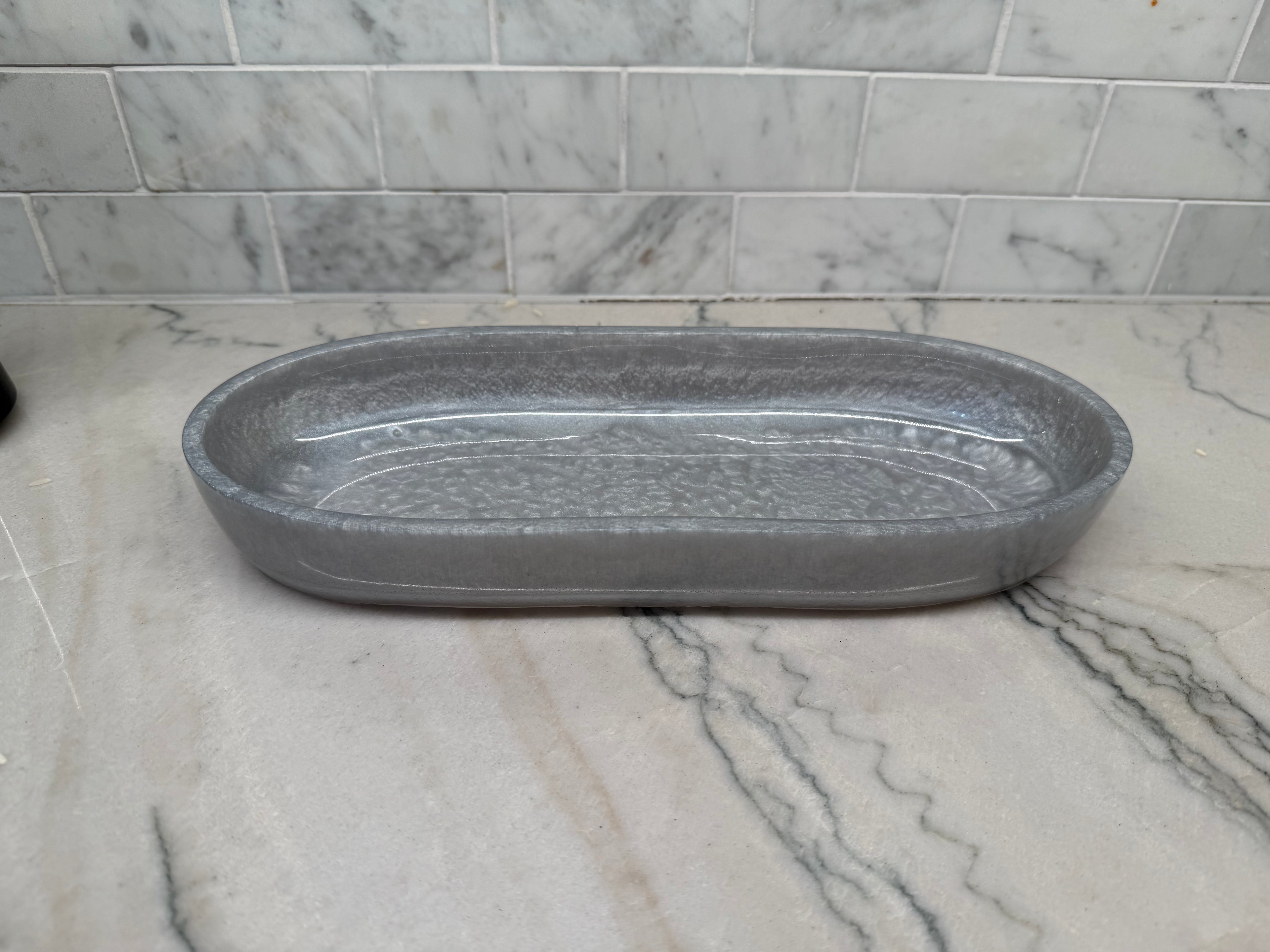 Hand-Poured Resin Oval Bowl