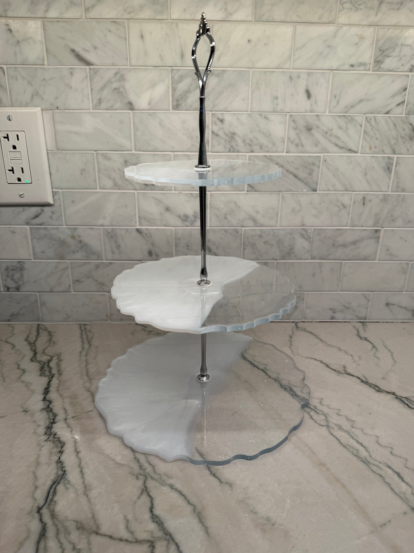 3-Tier Silver & Sparkle Serving Tray