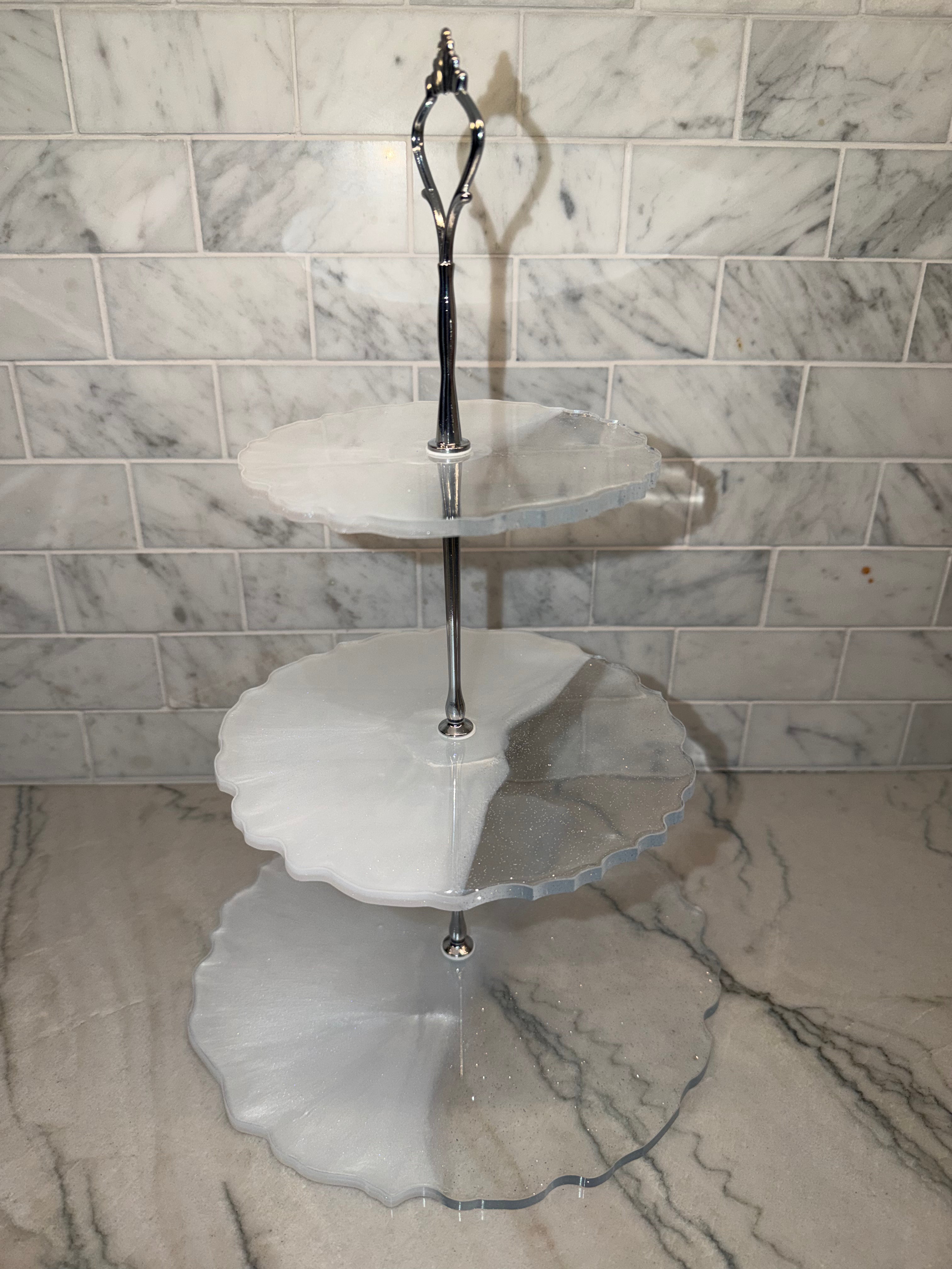 3-Tier Silver & Sparkle Serving Tray