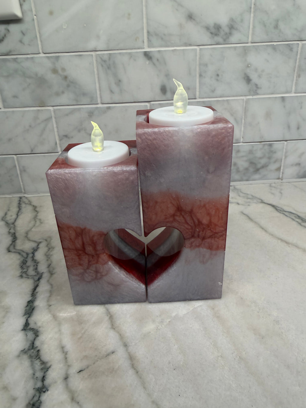 Red & White Tealight 2-Piece Set