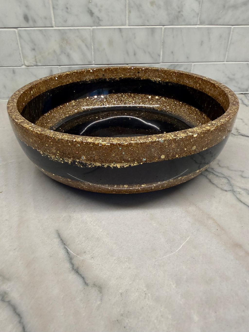 Black & Glitter Gold Resin Bowl