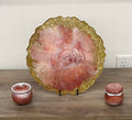 Pink Marble Tray with Gold Edging