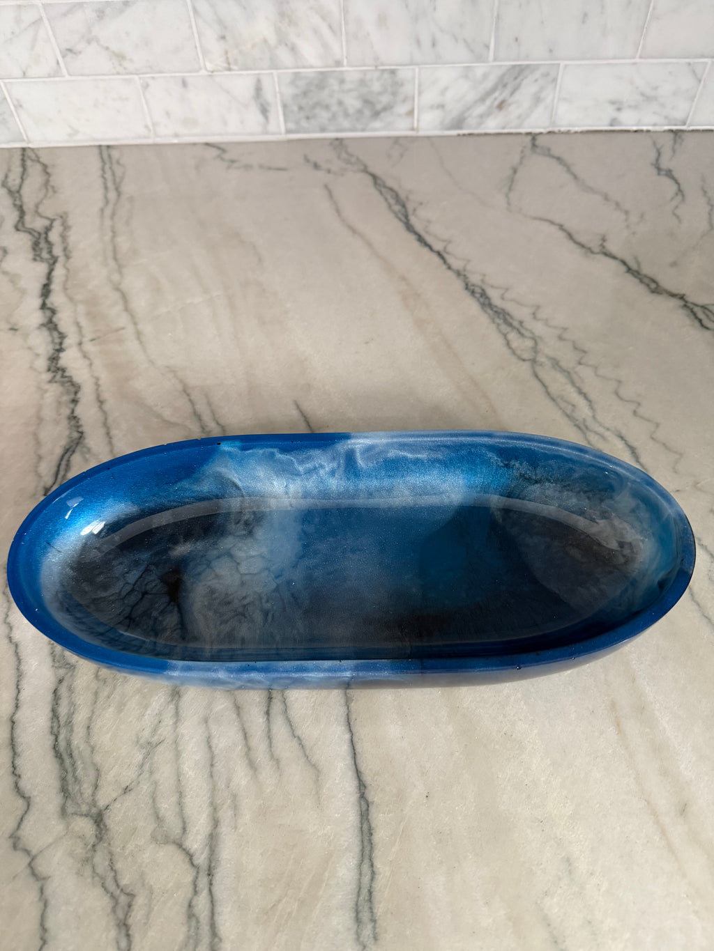 Storm Hand-Poured Resin Oval Bowl
