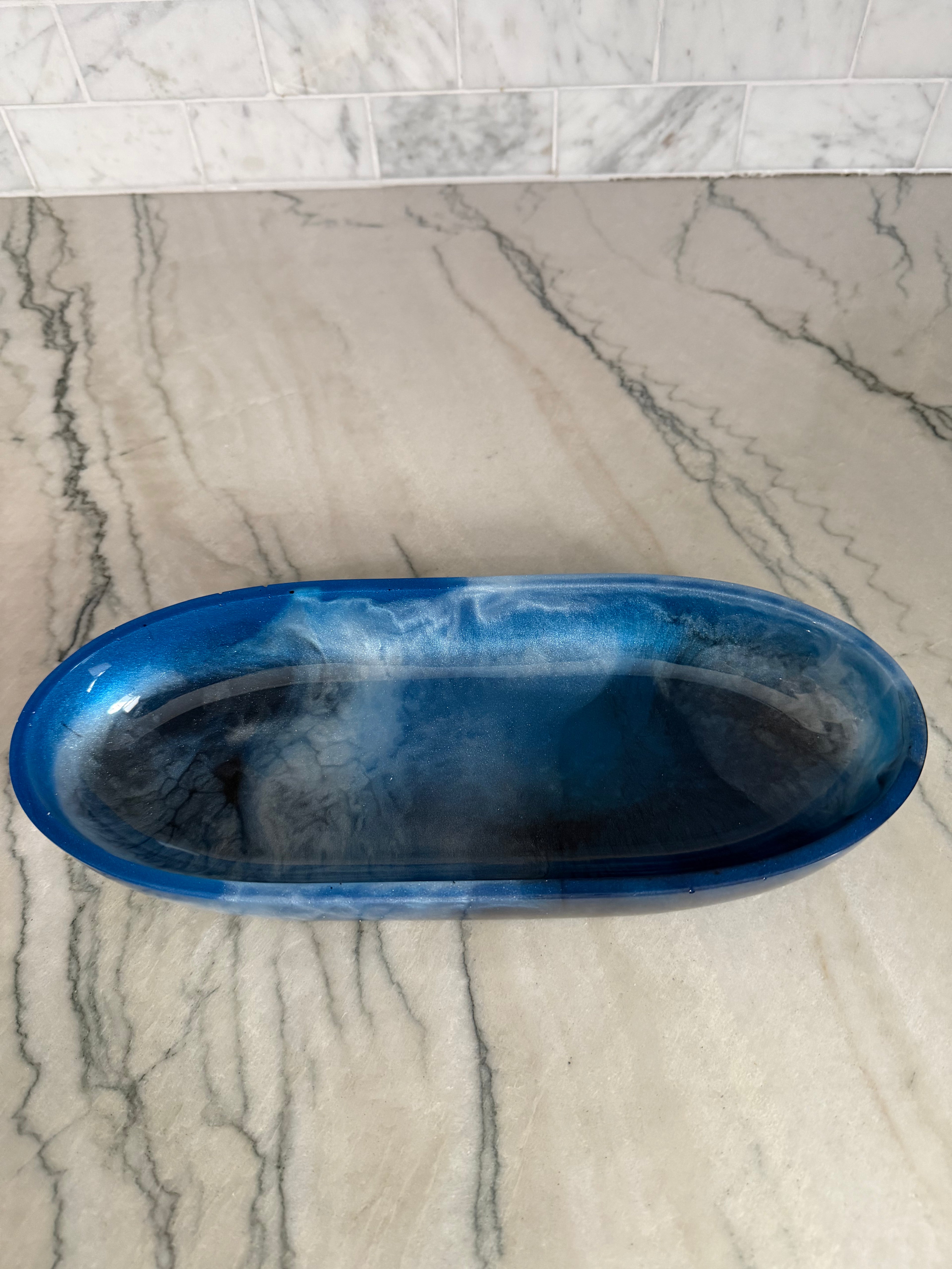 Storm Hand-Poured Resin Oval Bowl