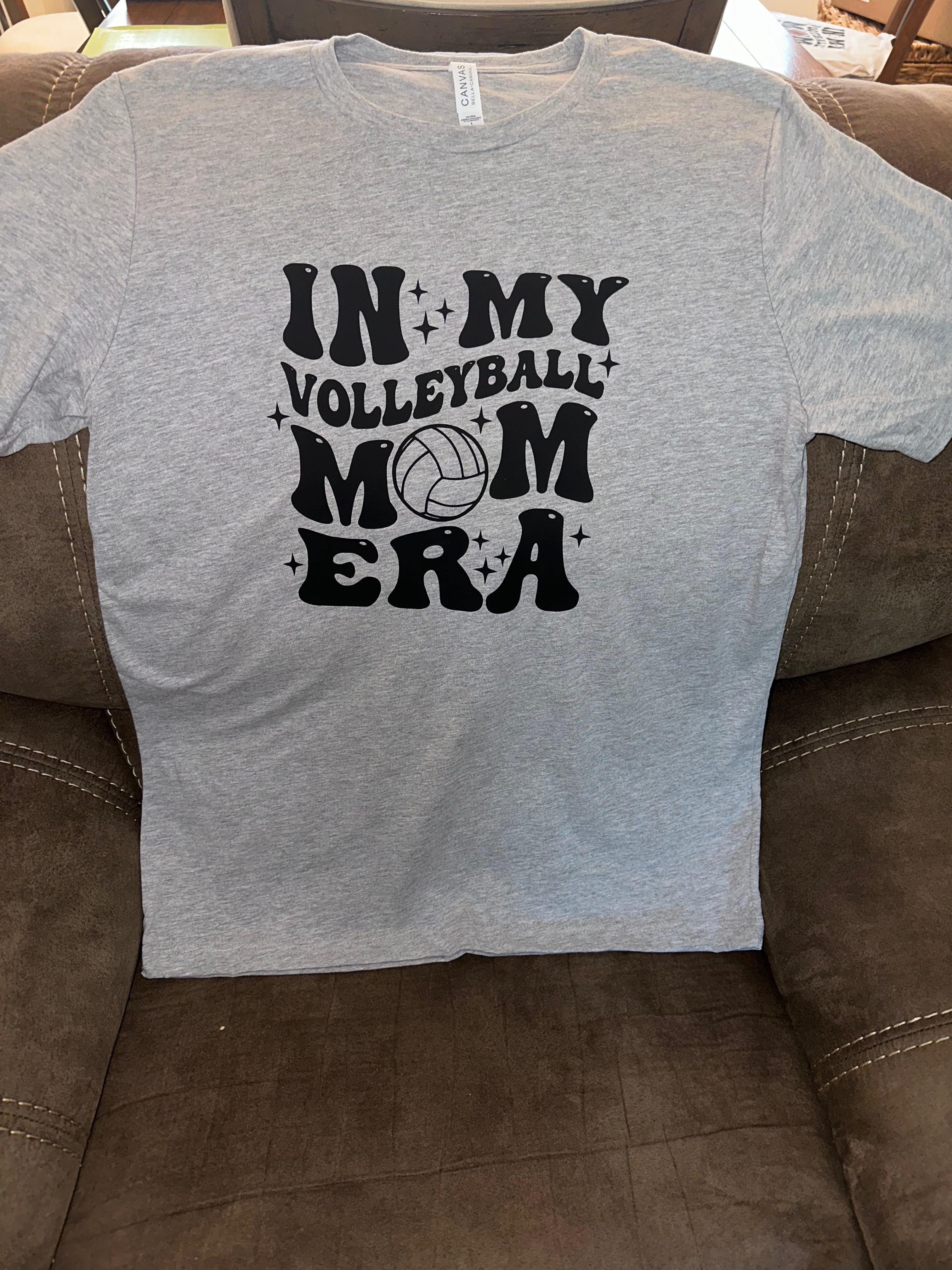 In my Volleyball Mom Era t-shirt