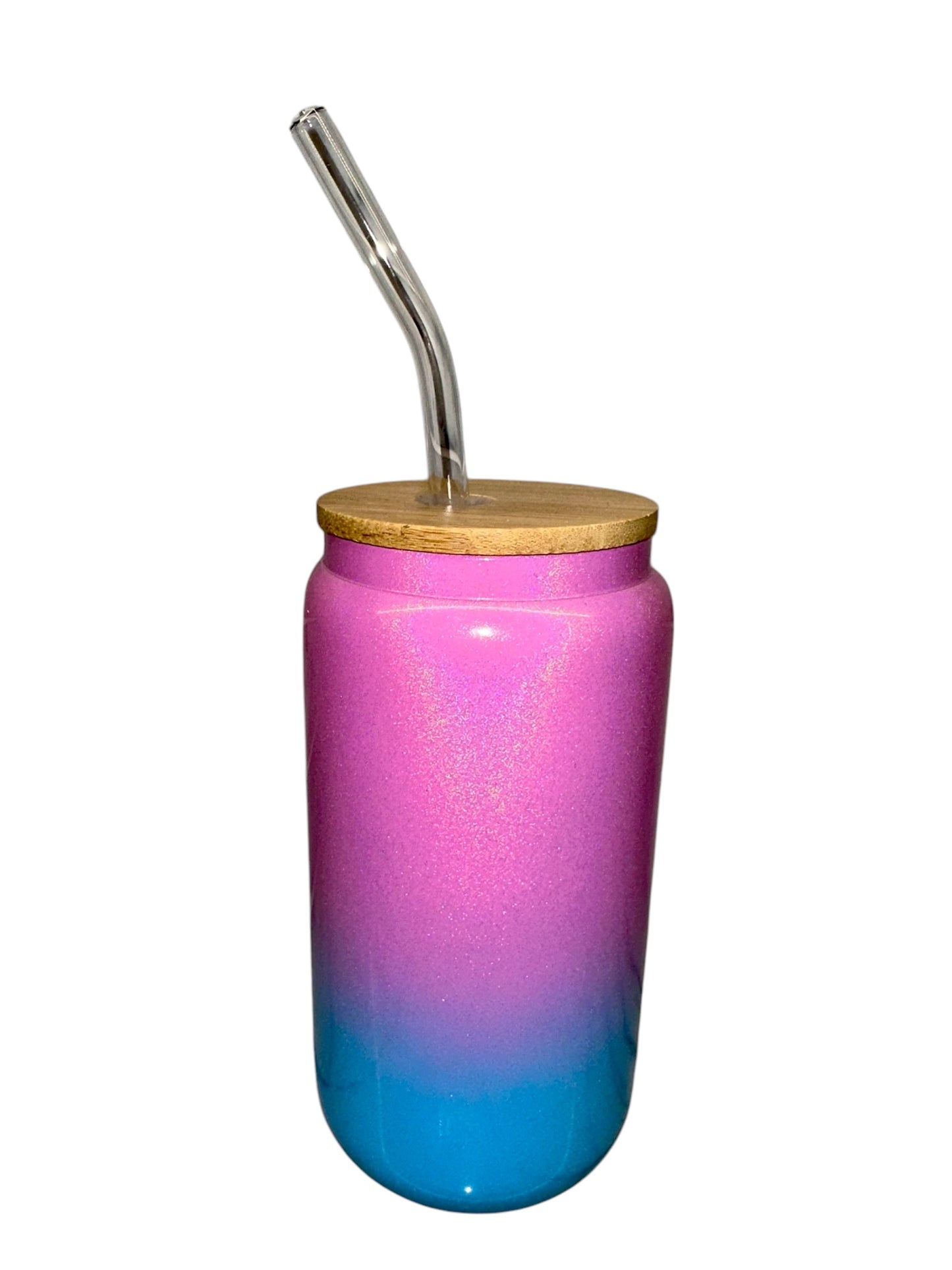 Two-Toned Glitter Ombre Tumbler - INITIAL - Pink & Blue