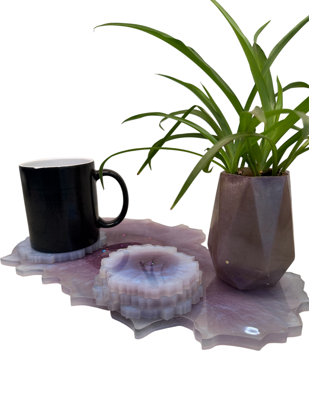 Amethyst Geode Tray & 4 Coasters