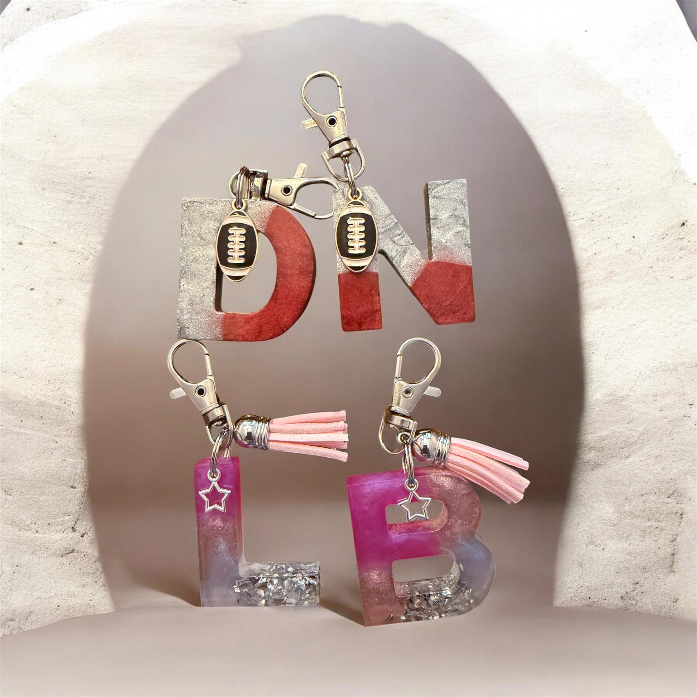 Scarlet & Grey Initial Resin Keychains (Copy)