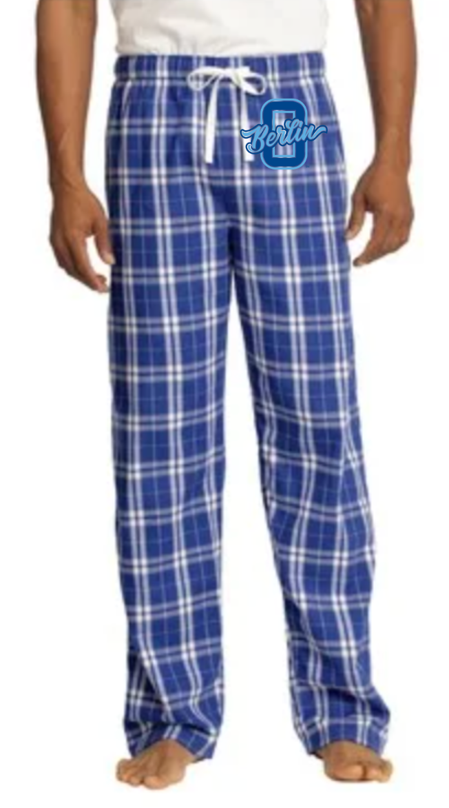 Blue Plaid PJ Pants - Berlin Logo