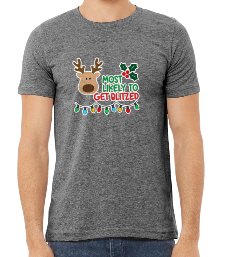 Most Likely to Christmas Shirts - Matching Family - MULTIPLE OPTIONS - ADULT GRAY