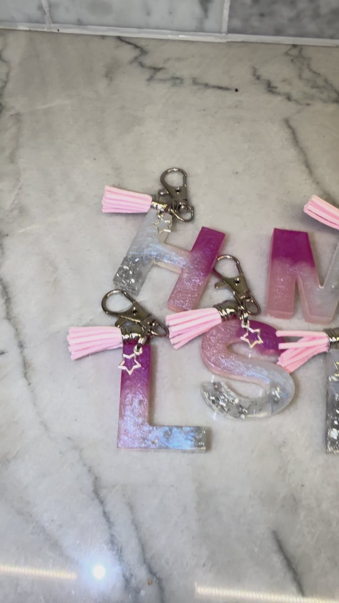 Pretty Pink Initial Resin Keychains